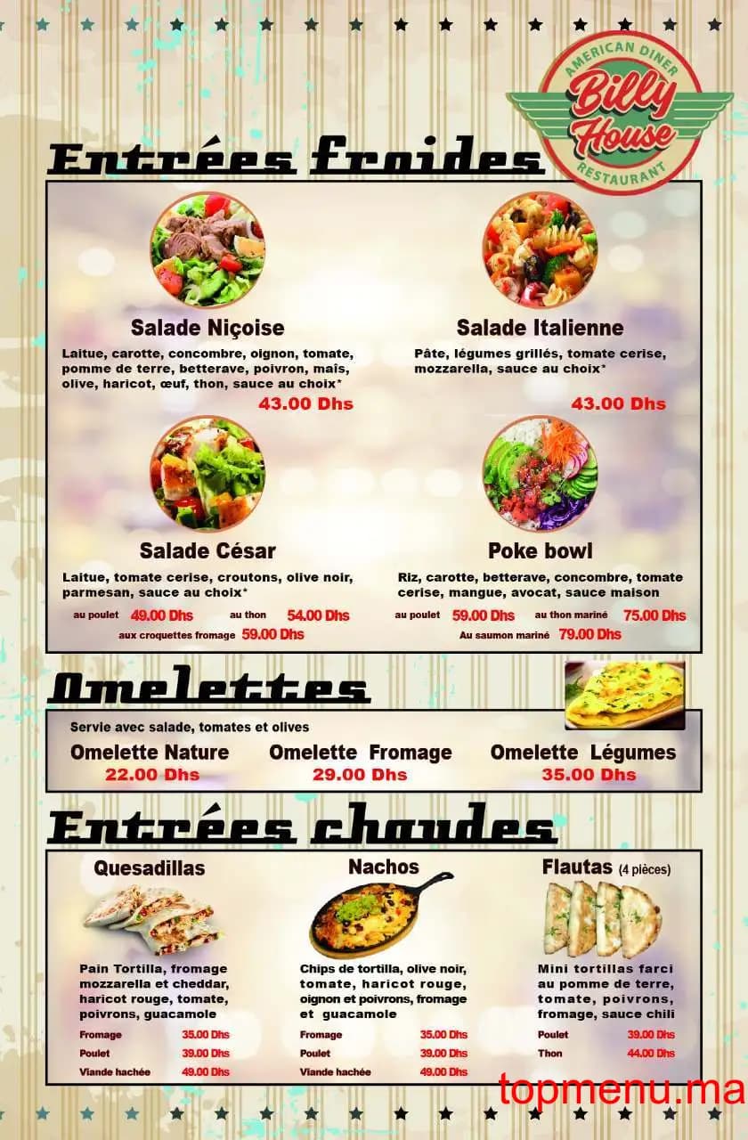 Restaurant Billy House menu page 3 Billy House menu page 3