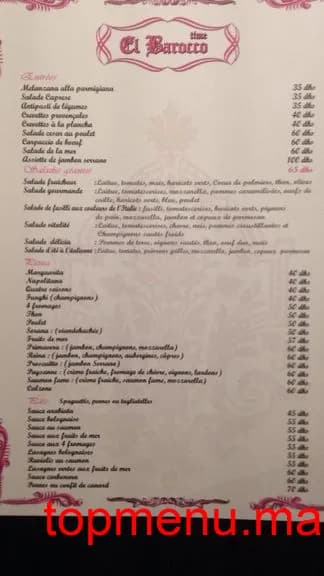 Restaurant El barocco time menu page 1 El barocco time menu page 1