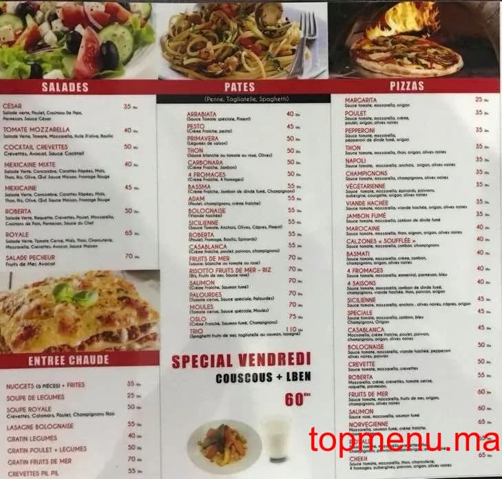 Restaurant Pizzeria Roberta menu page 1 Pizzeria Roberta menu page 1