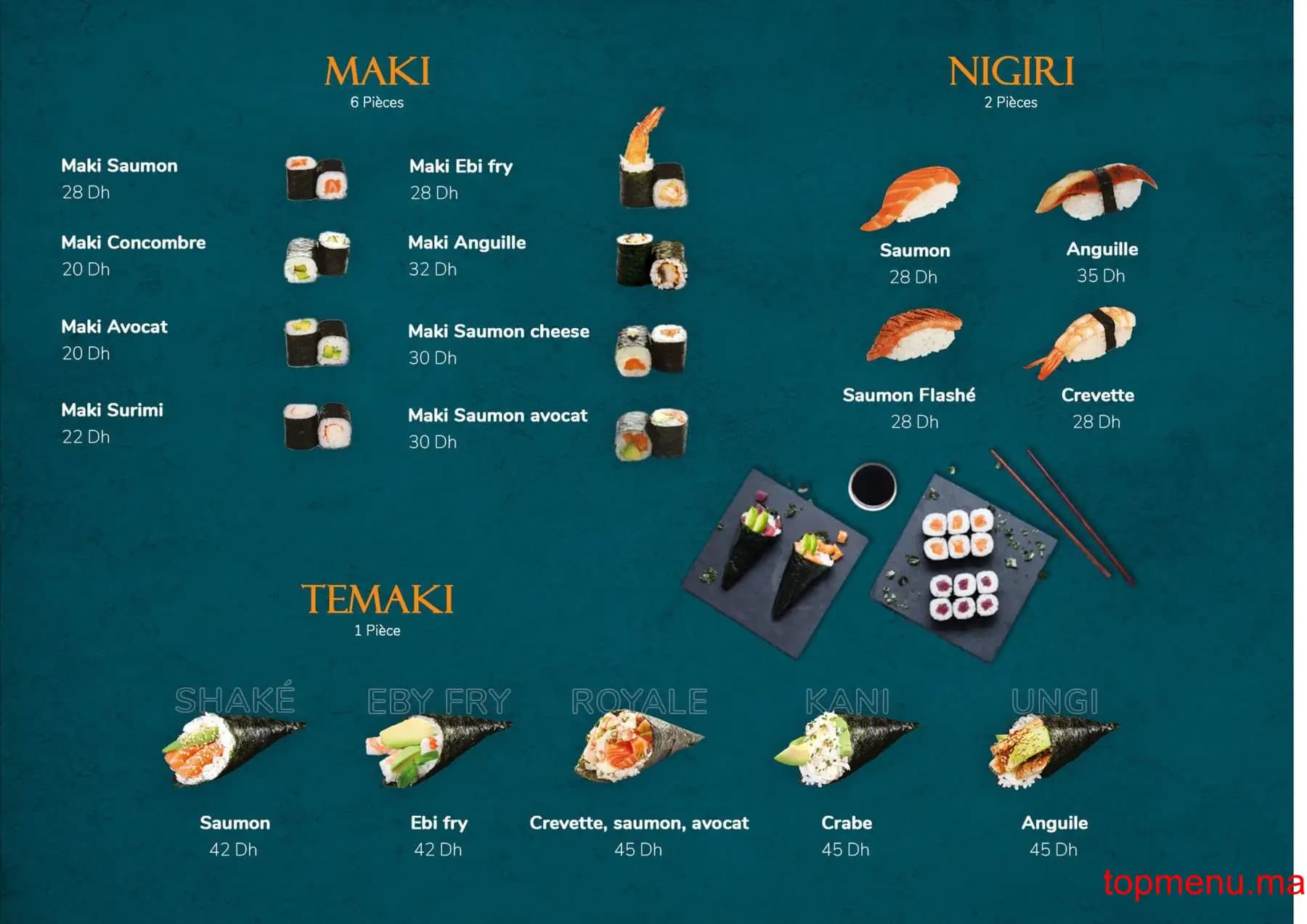Restaurant Salmon Sushi menu page 3 Salmon Sushi menu page 3
