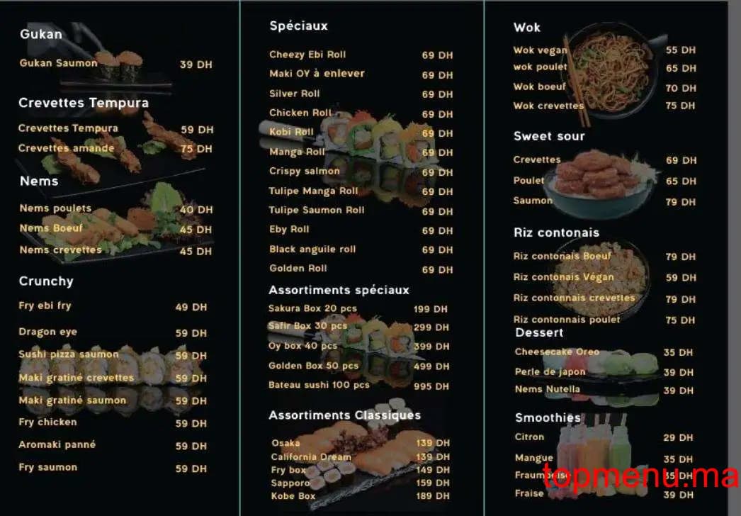 Restaurant Oy Sushi Californie menu page 1 Oy Sushi Californie menu page 1