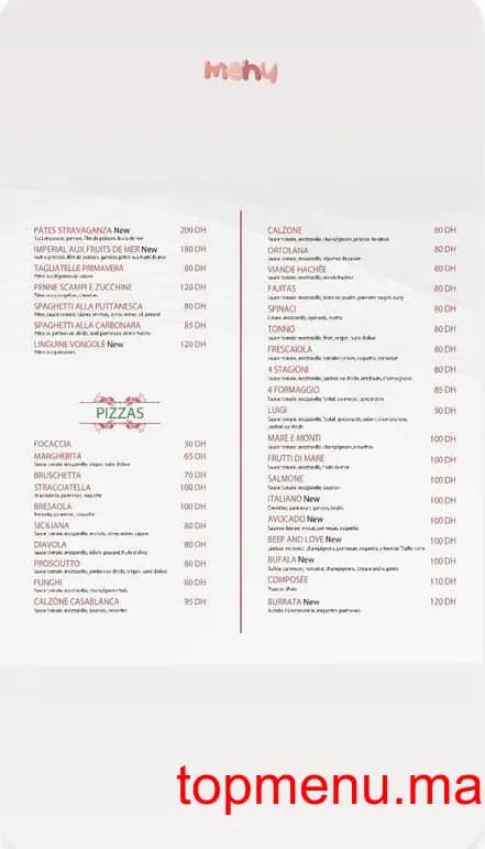 Restaurant Luigi Palmier menu page 1 Luigi Palmier menu page 1