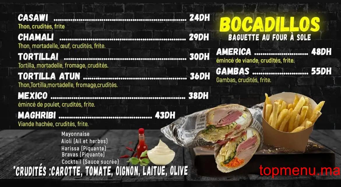 Restaurant BOCAPATATA menu page 2 BOCAPATATA menu page 2
