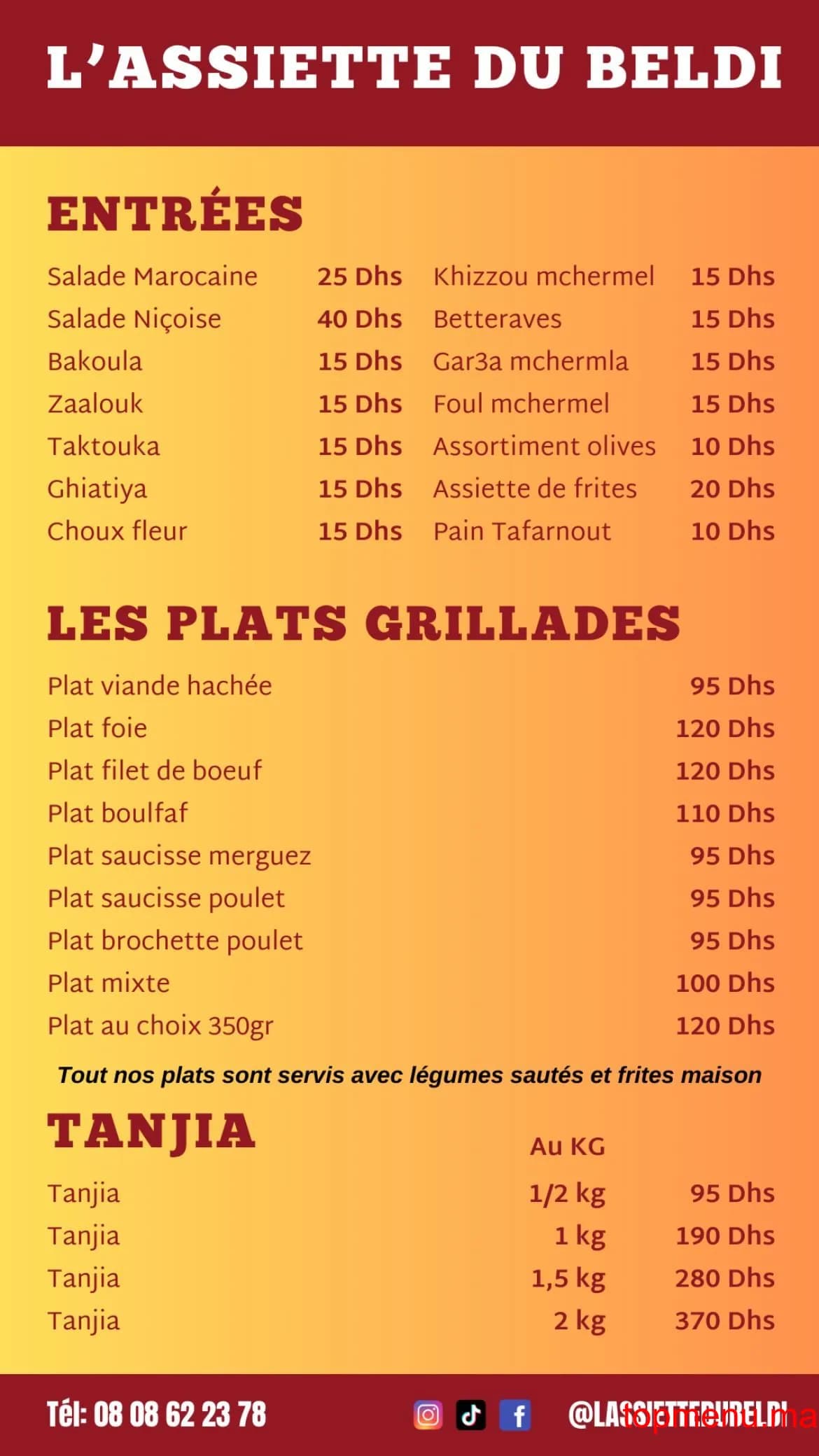 Restaurant L’Assiette Du Beldi – La Corniche by LBF menu page 1 L’Assiette Du Beldi – La Corniche by LBF menu page 1
