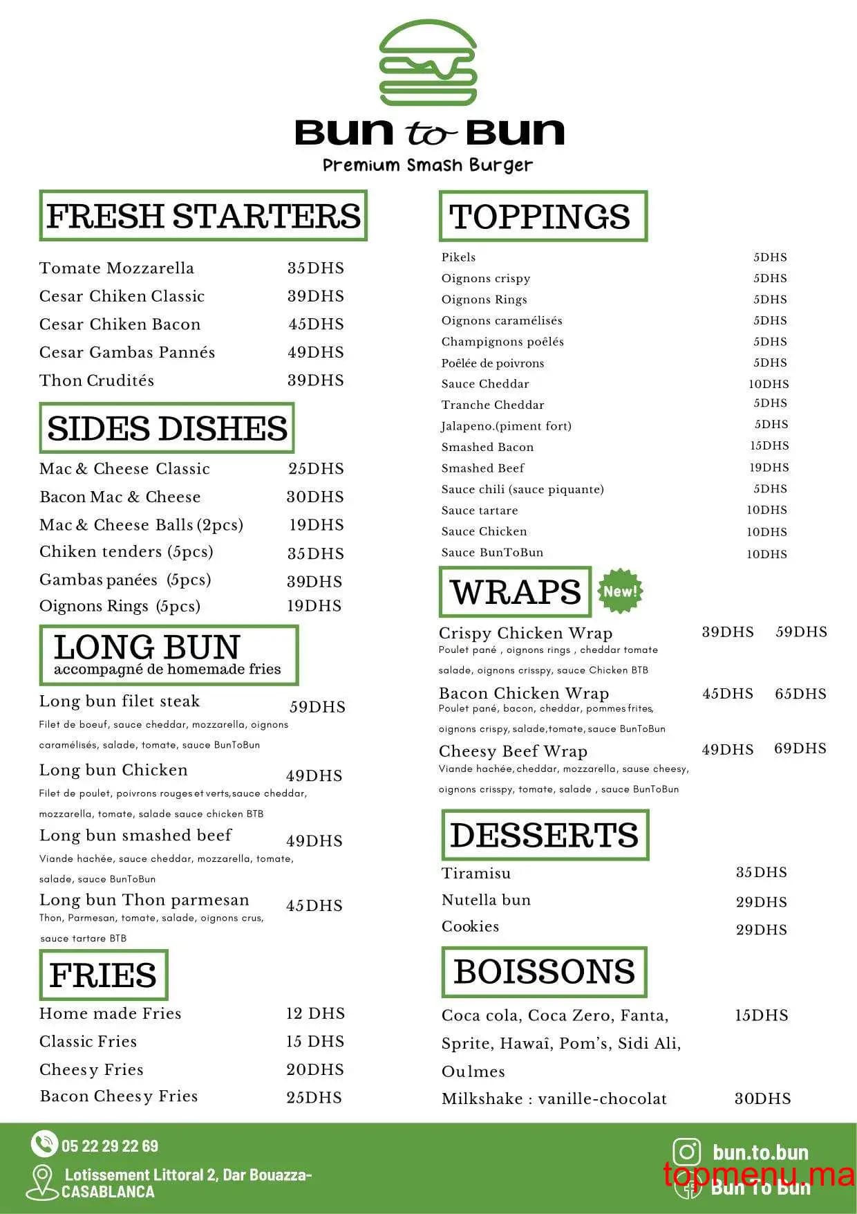 Restaurant Bun to Bun menu page 1 Bun to Bun menu page 1
