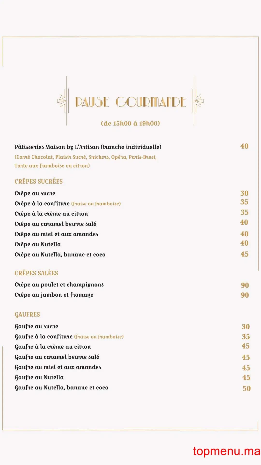 Restaurant Le Gatsby menu page 9 Le Gatsby menu page 9