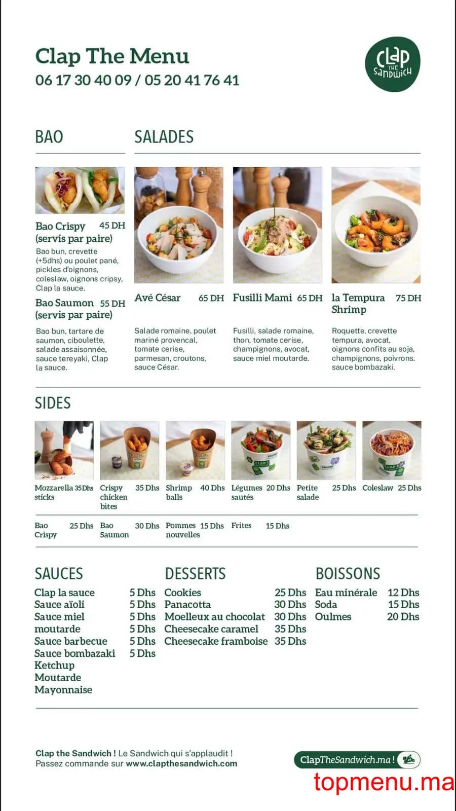 Restaurant Clap the Sandwich menu page 2 Clap the Sandwich menu page 2