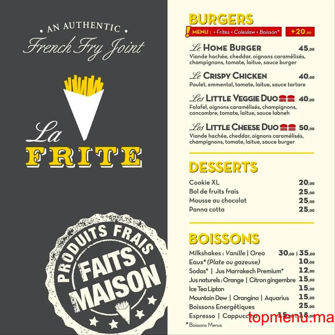 Restaurant La Frite menu page 3 La Frite menu page 3