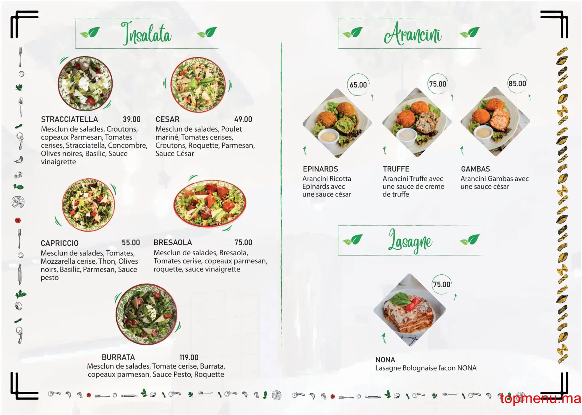 Restaurant Cucina Napoli Palmier menu page 1 Cucina Napoli Palmier menu page 1