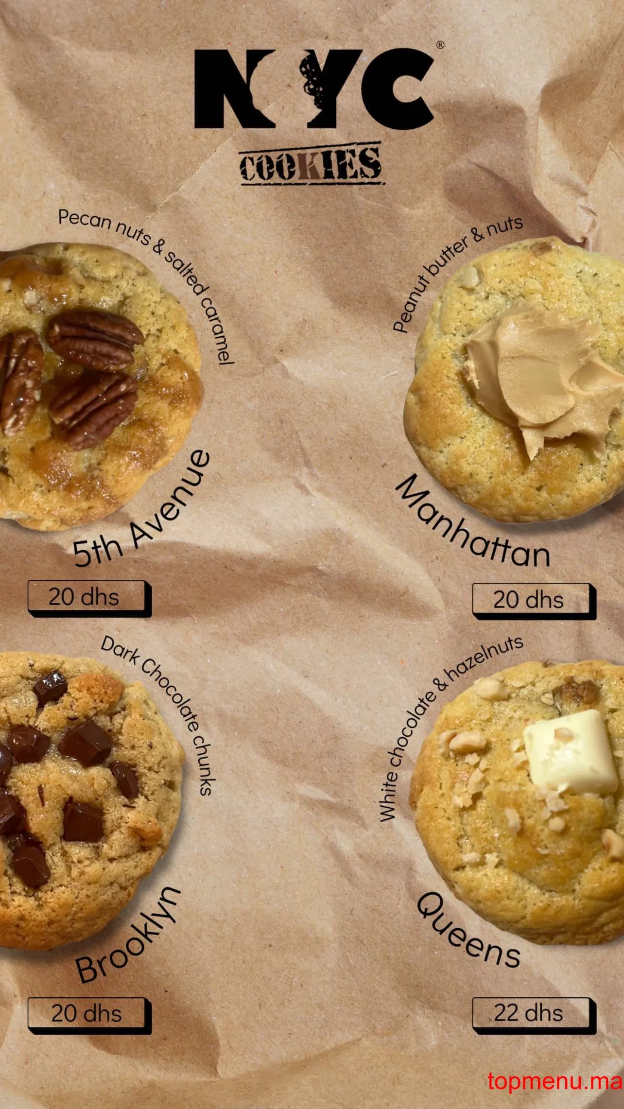 Restaurant NYC COOKIES menu page 1 NYC COOKIES menu page 1