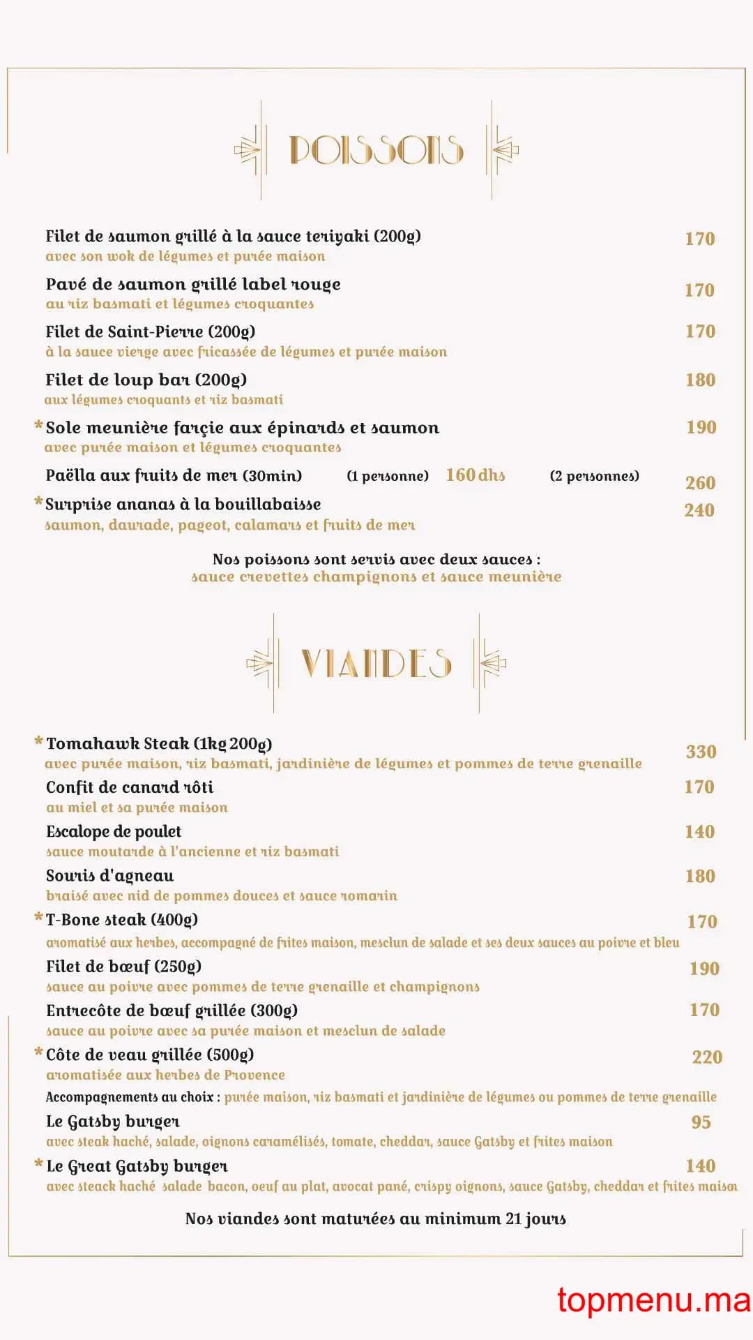 Restaurant Le Gatsby menu page 7 Le Gatsby menu page 7