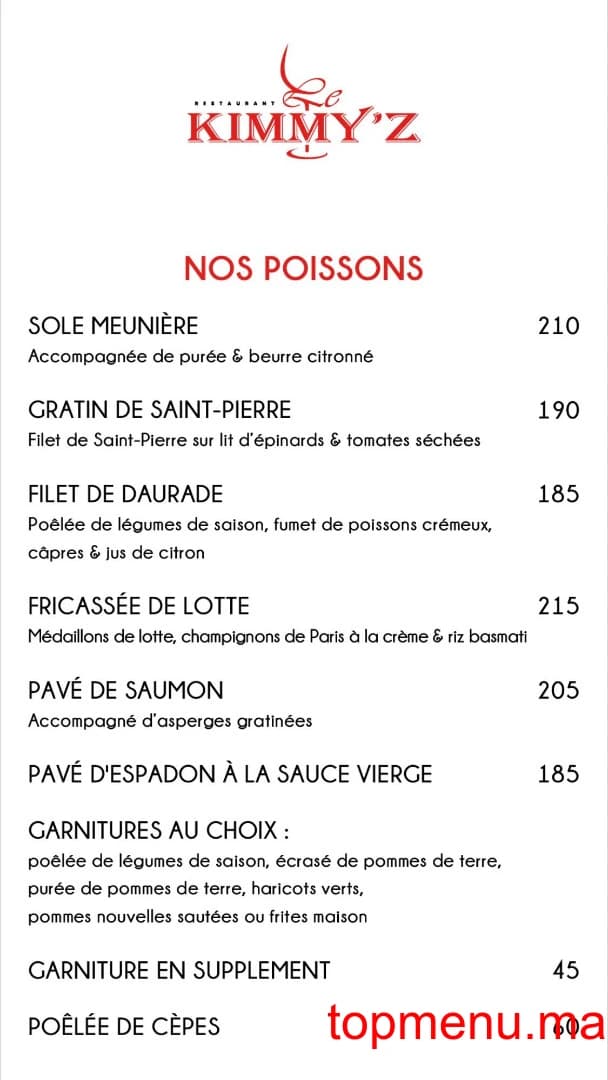 Restaurant LE KIMMY’Z menu page 3 LE KIMMY’Z menu page 3