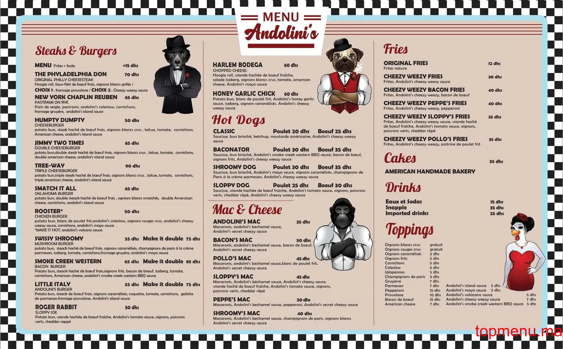 Restaurant Andolini’s menu page 1 Andolini’s menu page 1