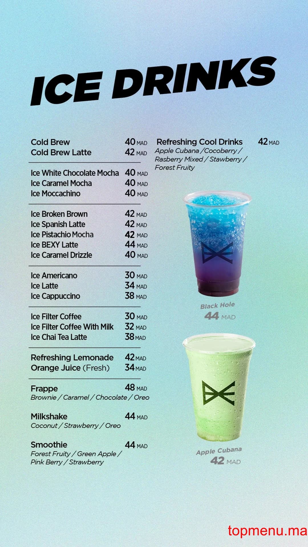 Restaurant Bex Coffee menu page 1 Bex Coffee menu page 1