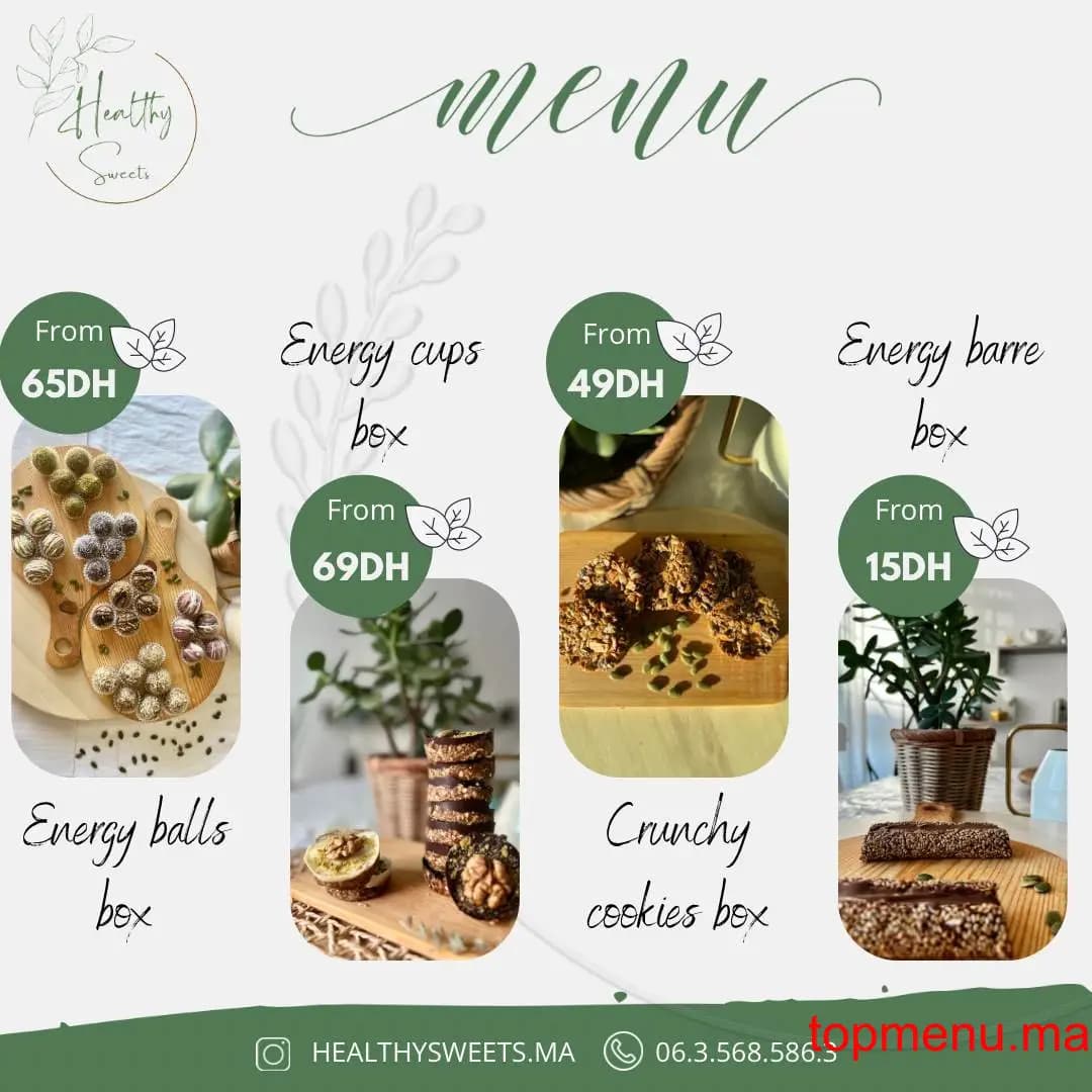 Restaurant HEALTHY SWEETS menu page 1 HEALTHY SWEETS menu page 1