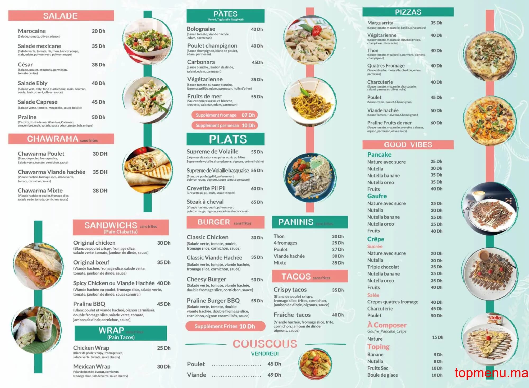 Restaurant Praline menu page 2 Praline menu page 2