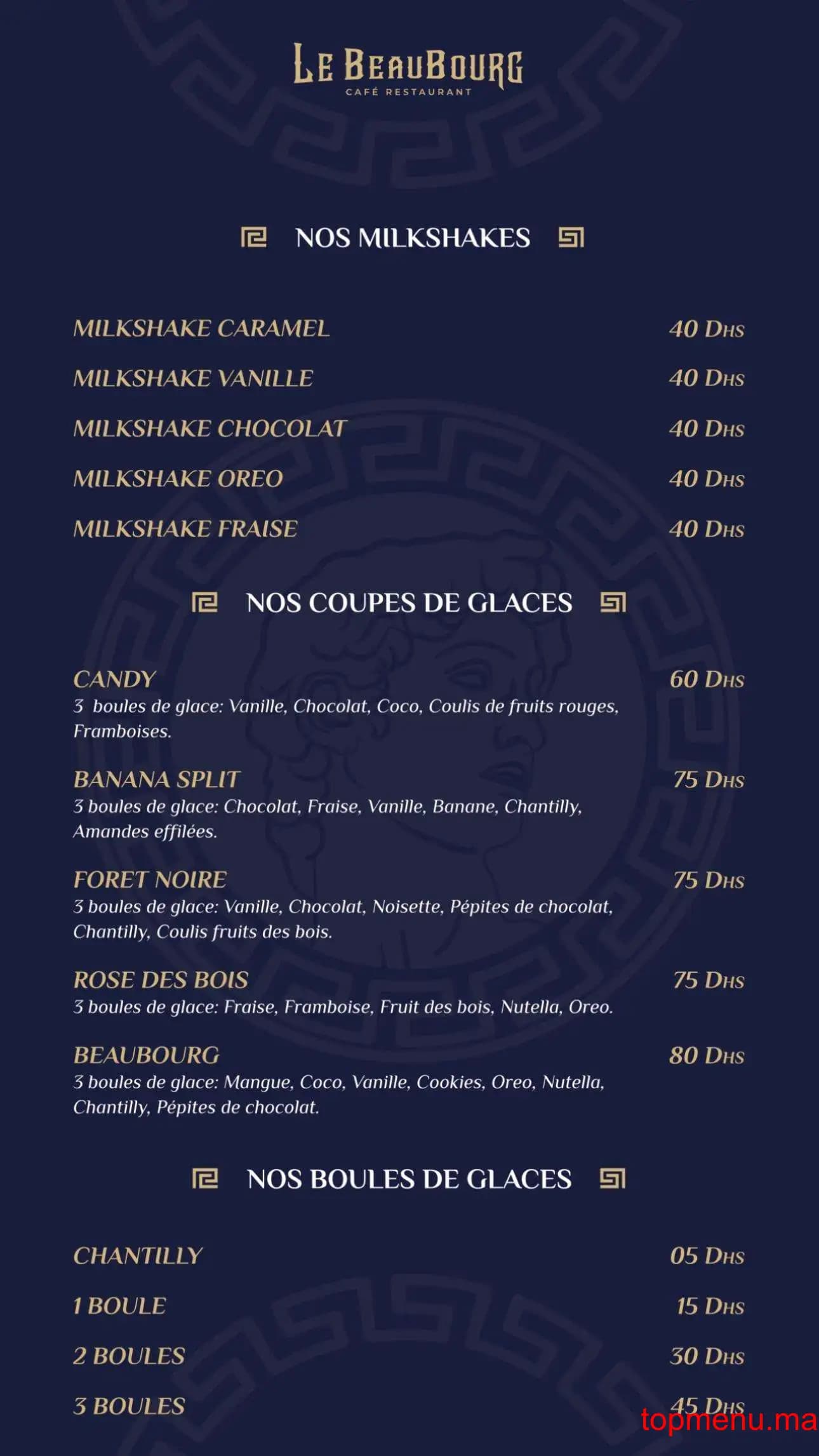 Restaurant Le Beaubourg menu page 5 Le Beaubourg menu page 5