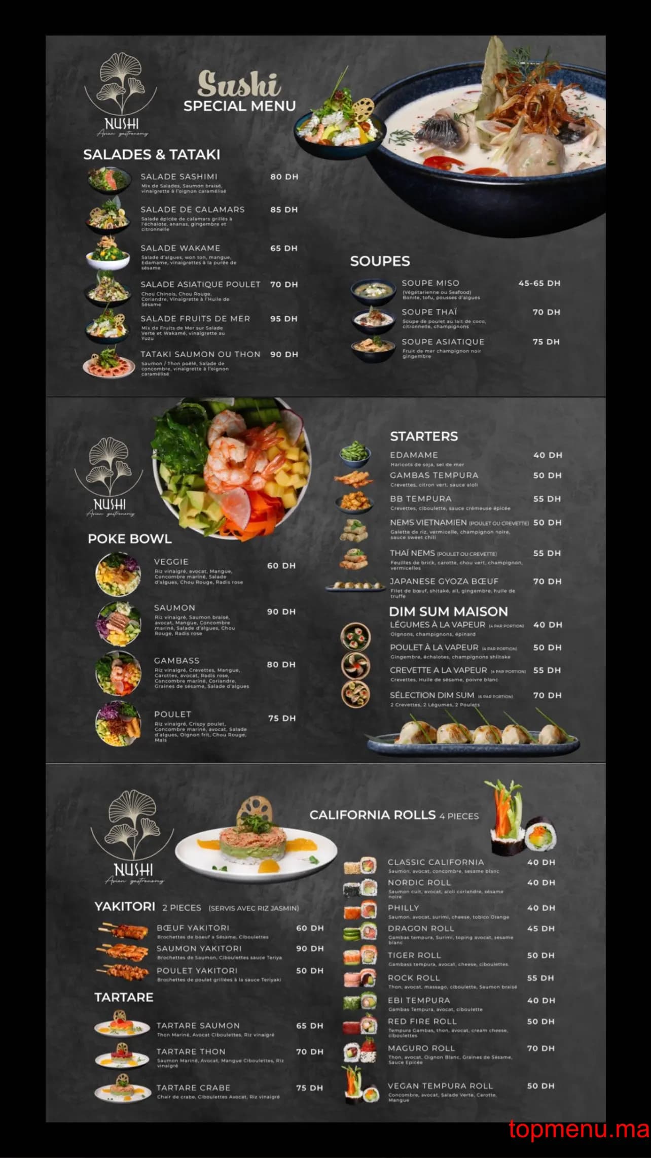 Restaurant Nushi menu page 1 Nushi menu page 1