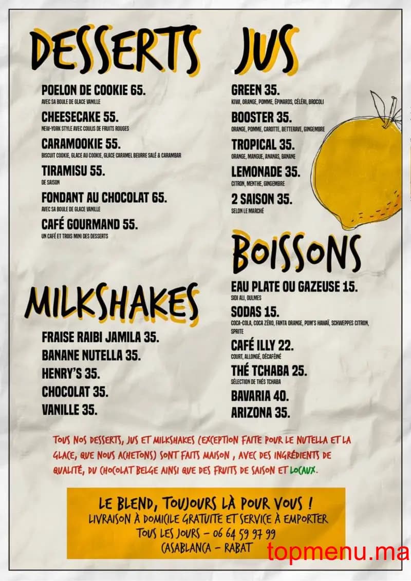 Restaurant Blend Gourmet Burger menu page 2 Blend Gourmet Burger menu page 2