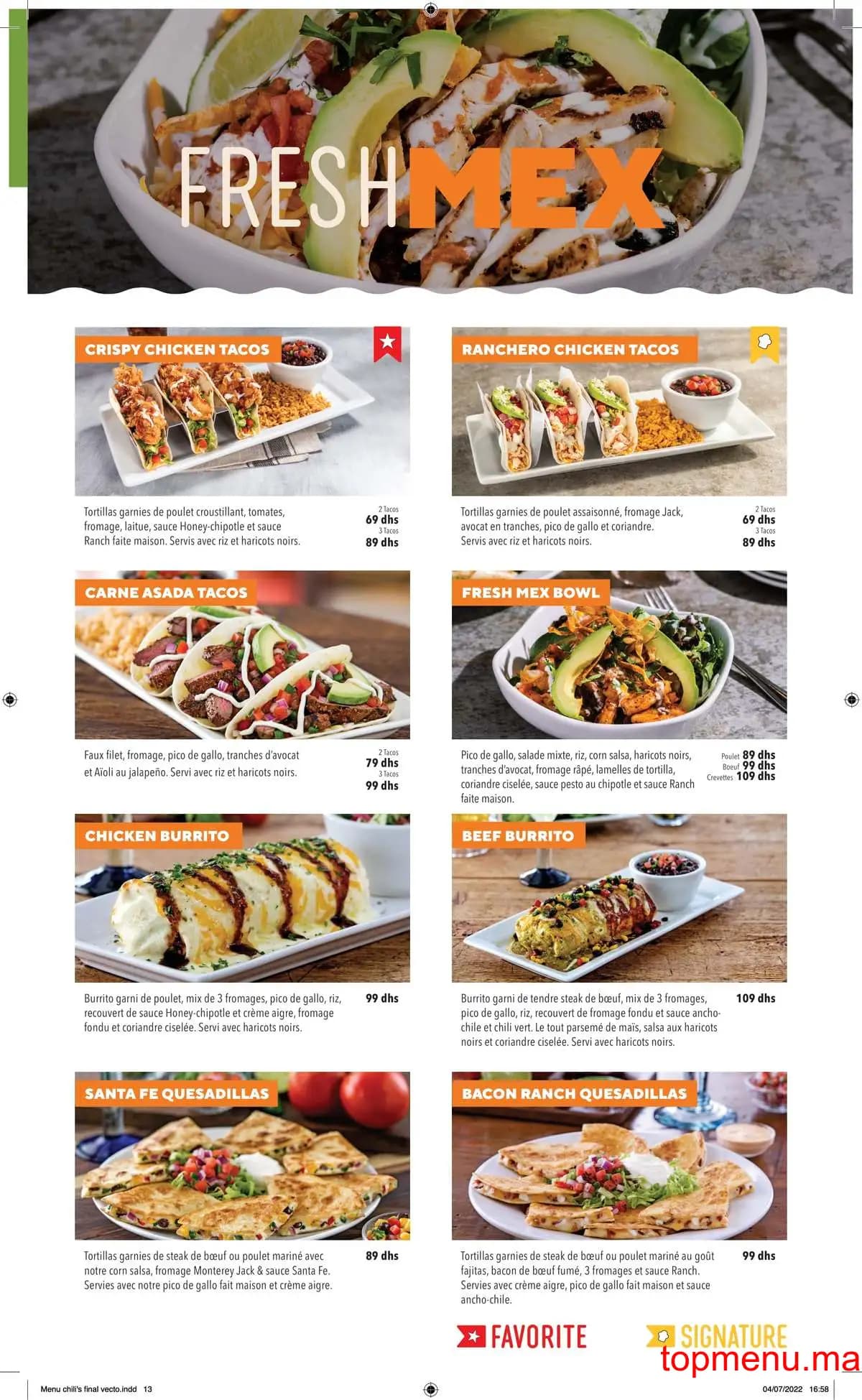Restaurant Chili’s menu page 8 Chili’s menu page 8