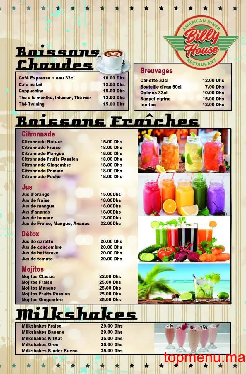 Restaurant Billy House menu page 1 Billy House menu page 1