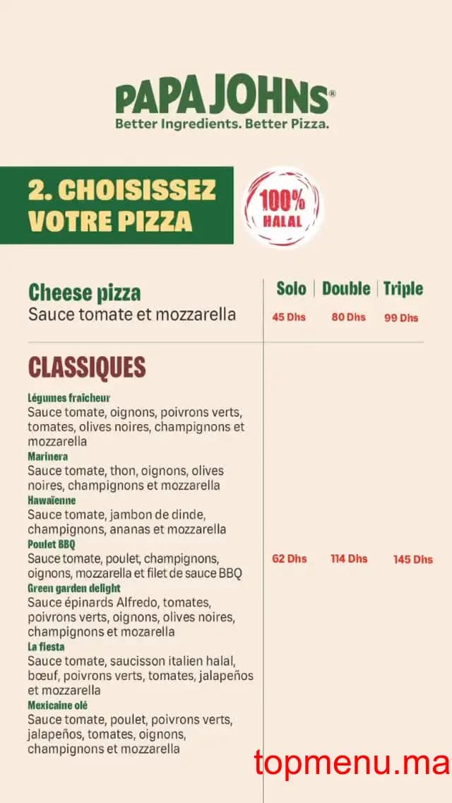 Restaurant Papa John’s Racine menu page 2 Papa John’s Racine menu page 2
