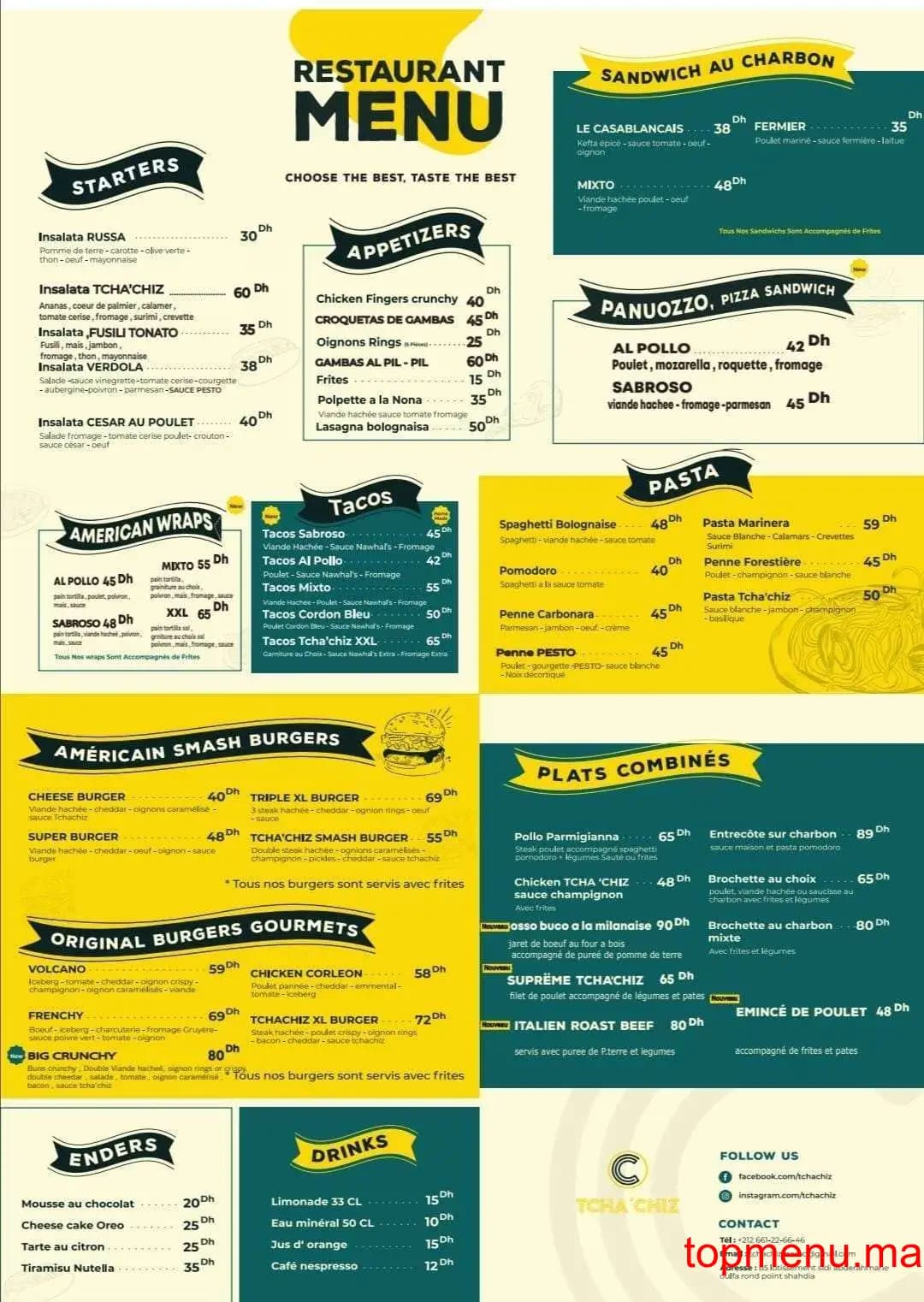 Restaurant Tcha’chiz menu page 1 Tcha’chiz menu page 1