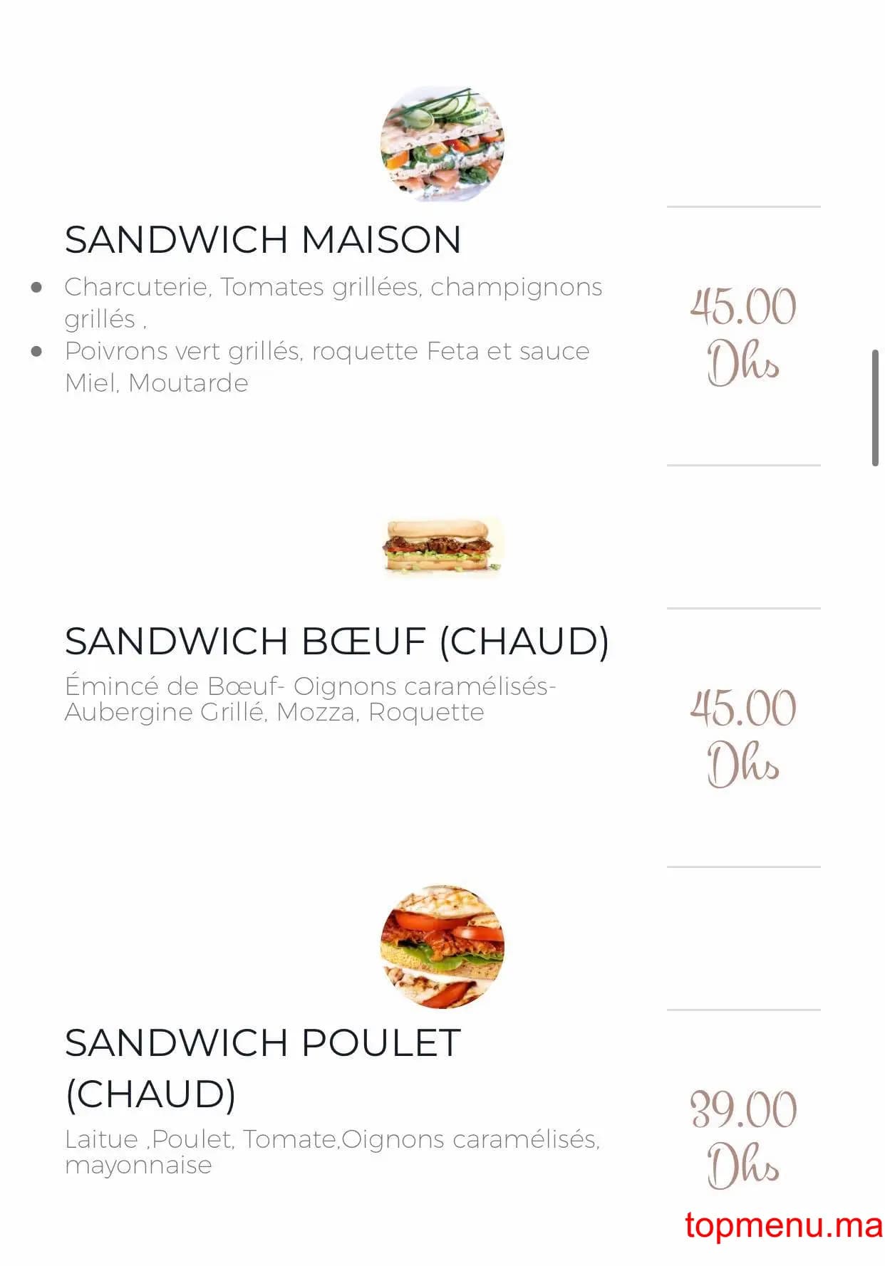 Restaurant POP CHOU menu page 2 POP CHOU menu page 2