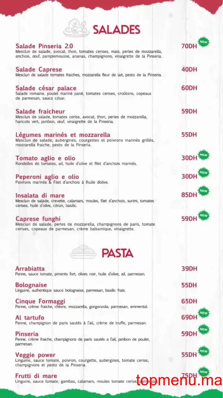Restaurant La Pinseria menu page 1 La Pinseria menu page 1