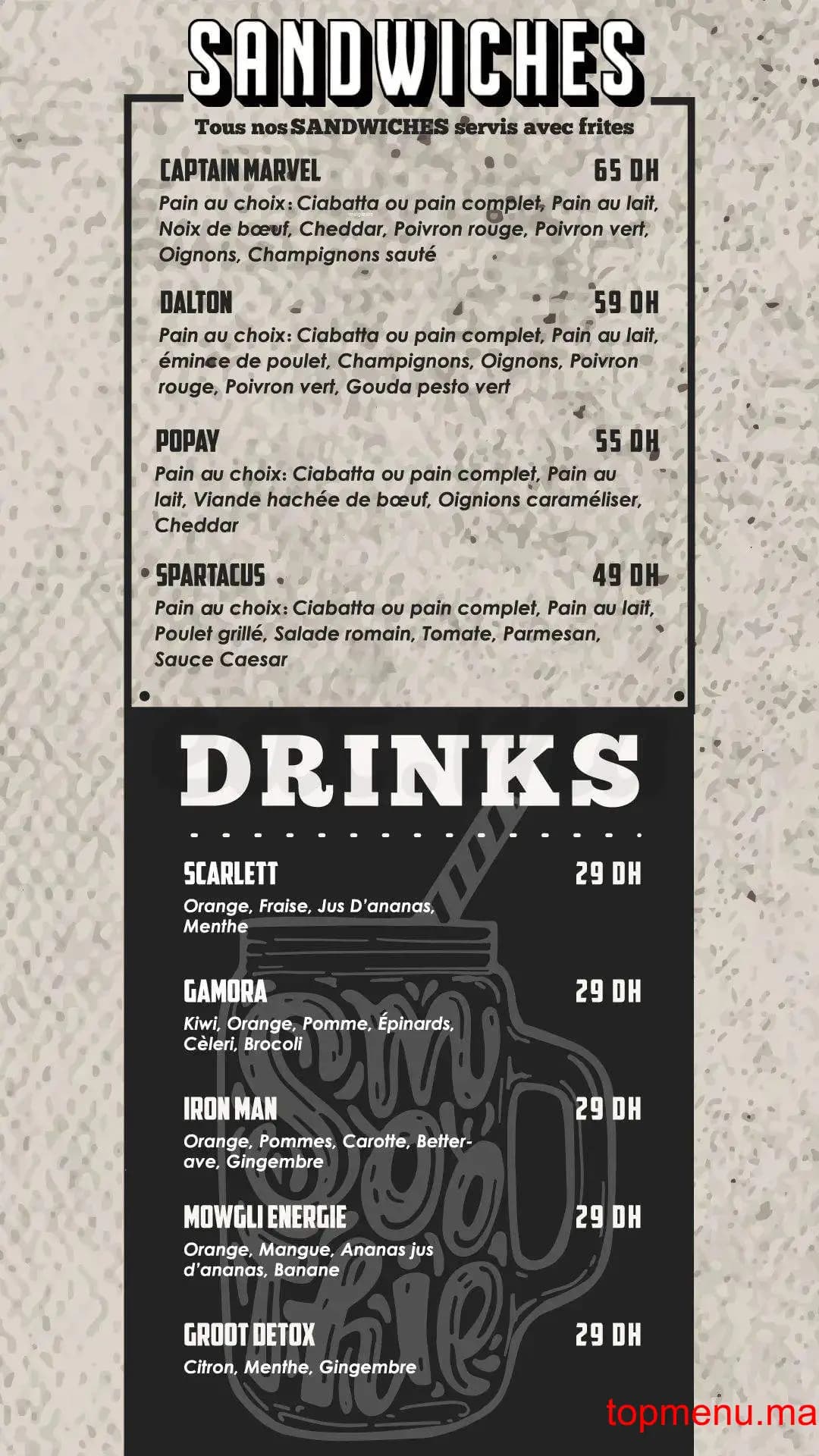 Restaurant Texas burger menu page 2 Texas burger menu page 2