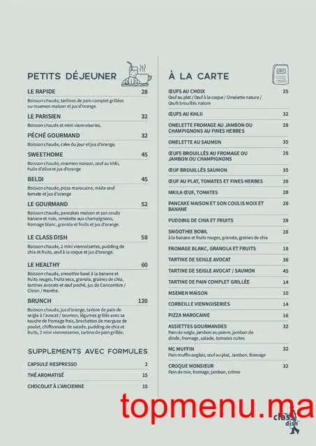 Restaurant Class Dish menu page 1 Class Dish menu page 1