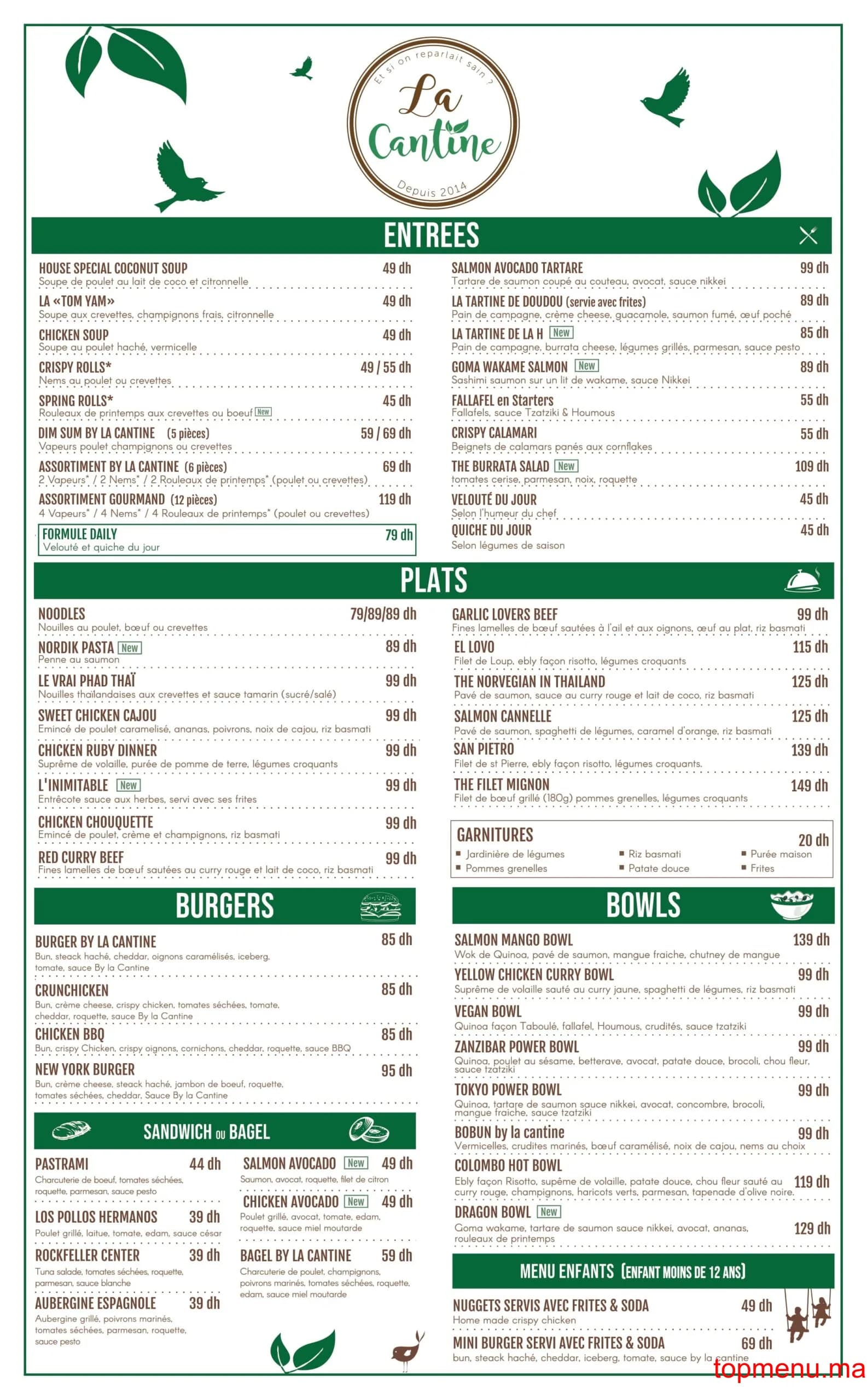 Restaurant La Cantine menu page 1 La Cantine menu page 1