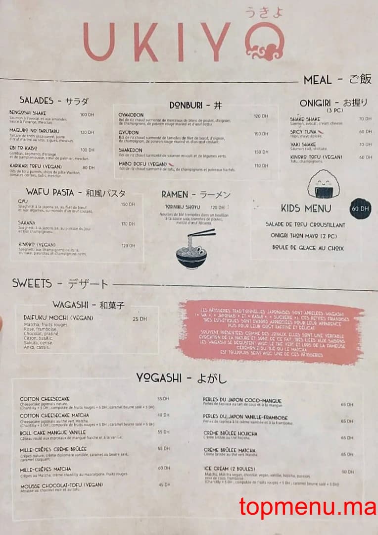 Restaurant UKIYO Café menu page 1 UKIYO Café menu page 1