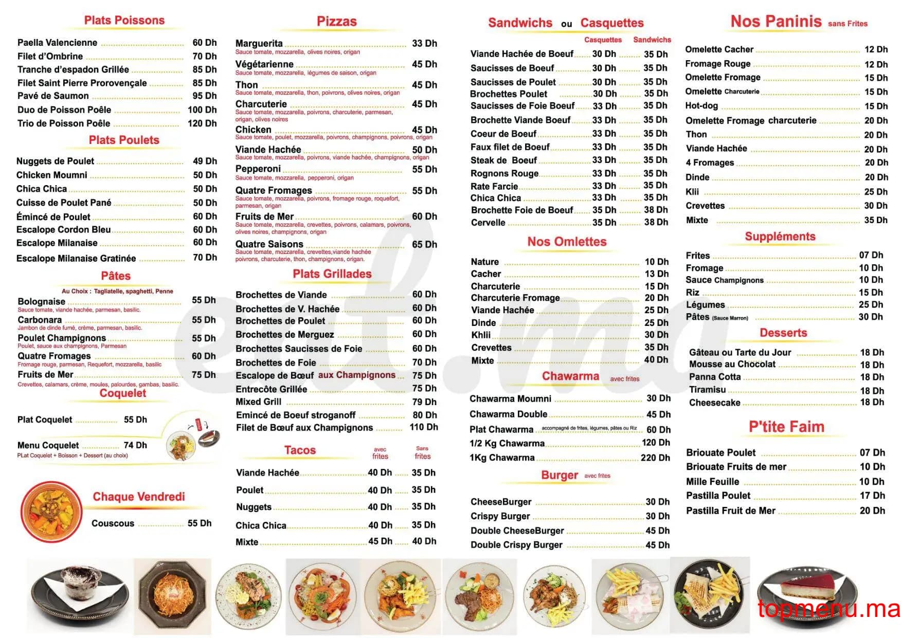 Restaurant Moumni menu page 2 Moumni menu page 2