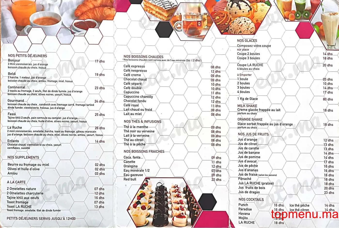 Restaurant La Ruche menu page 1 La Ruche menu page 1