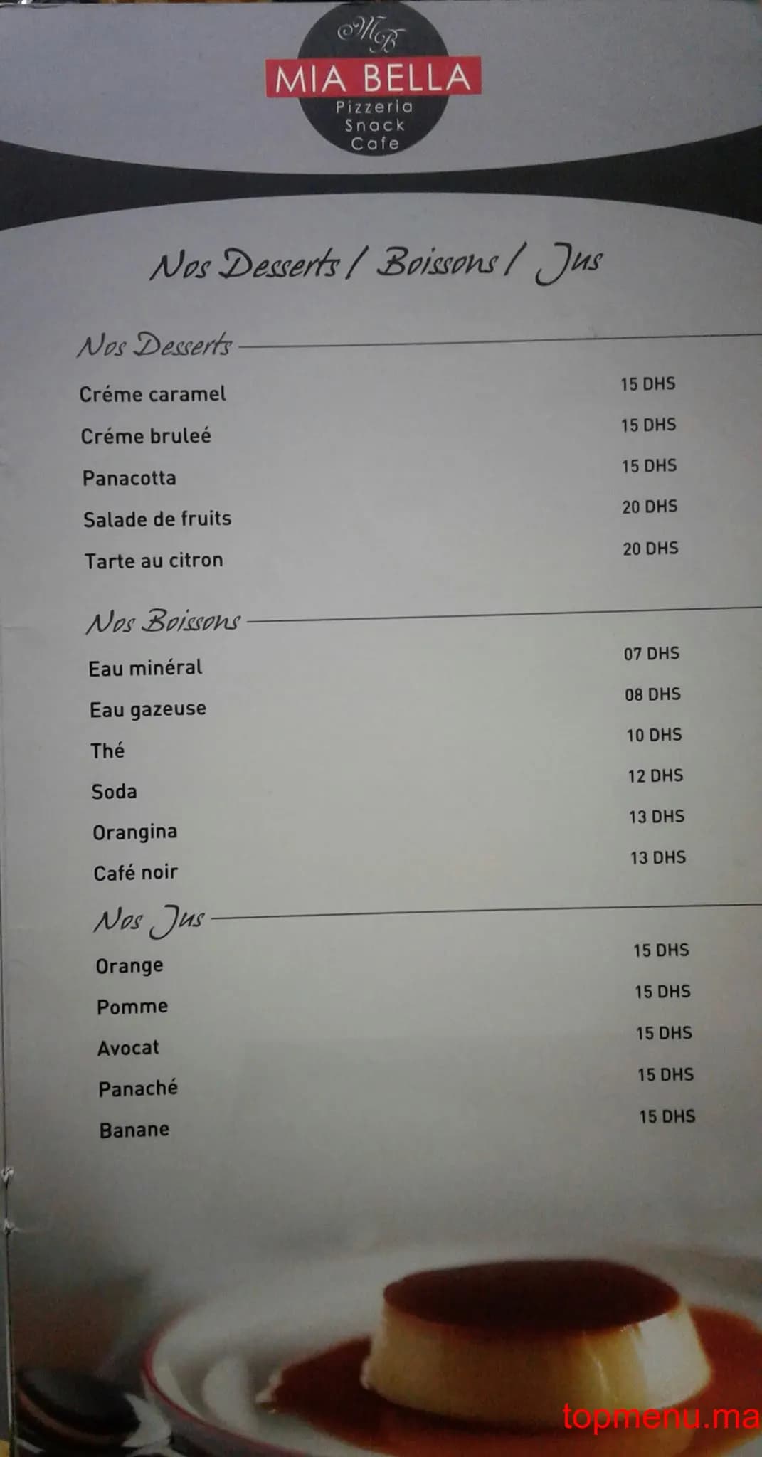 Restaurant Mia Bella menu page 1 Mia Bella menu page 1