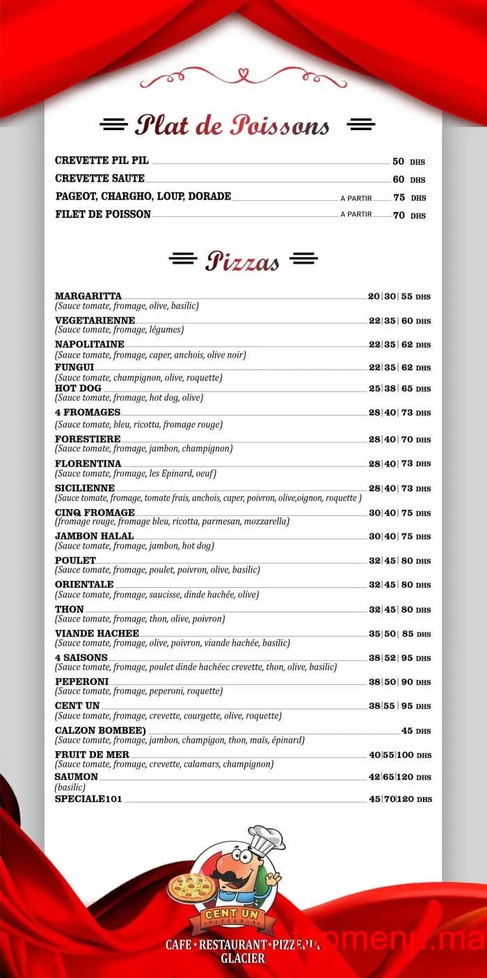 Restaurant Café 101 menu page 2 Café 101 menu page 2