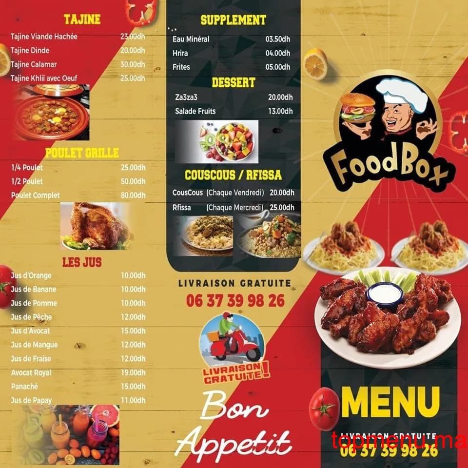 Restaurant Food Box menu page 1 Food Box menu page 1