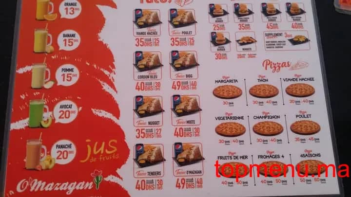 Restaurant O’Mazagan menu page 1 O’Mazagan menu page 1