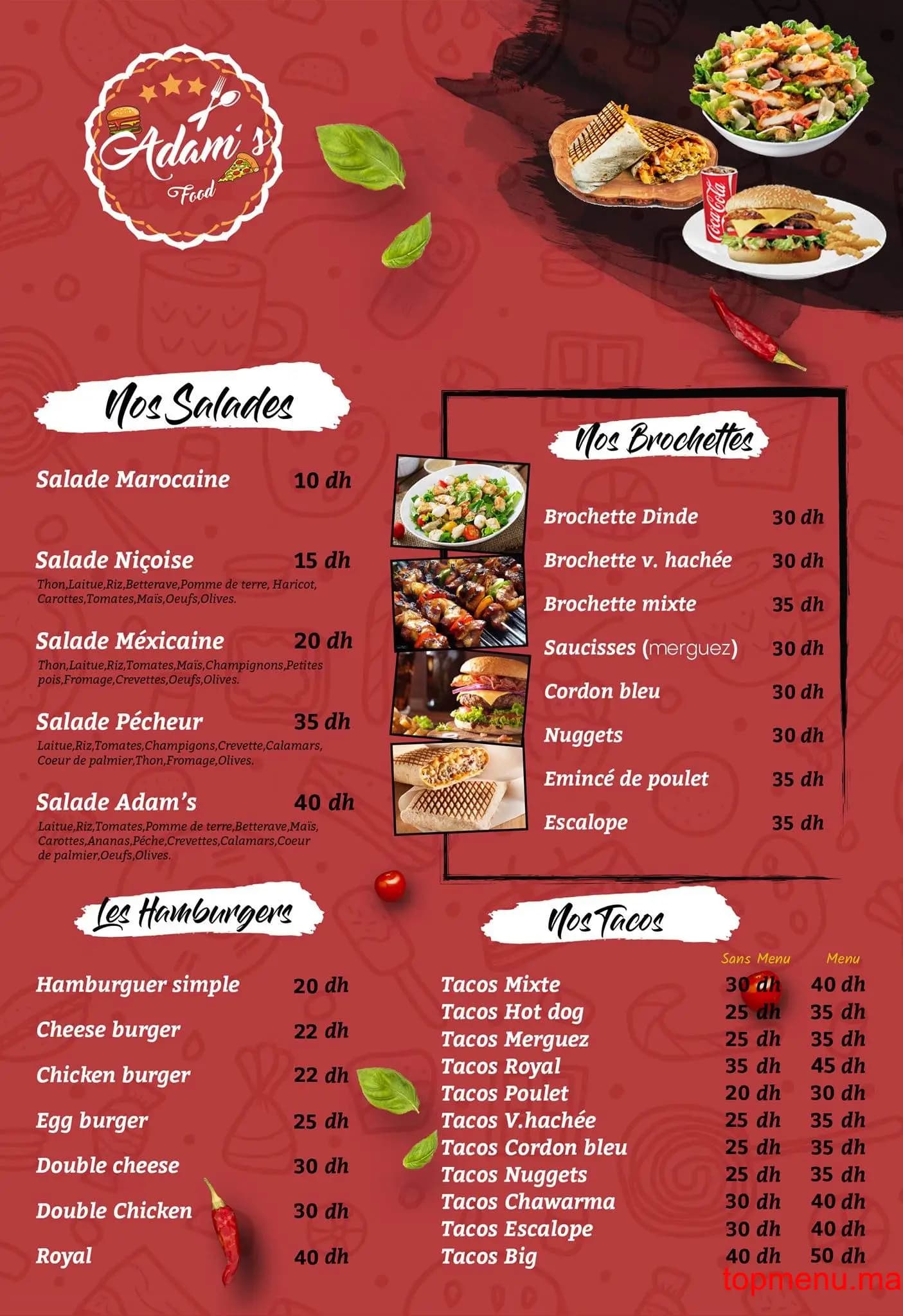 Restaurant Adam’s Food menu page 5 Adam’s Food menu page 5