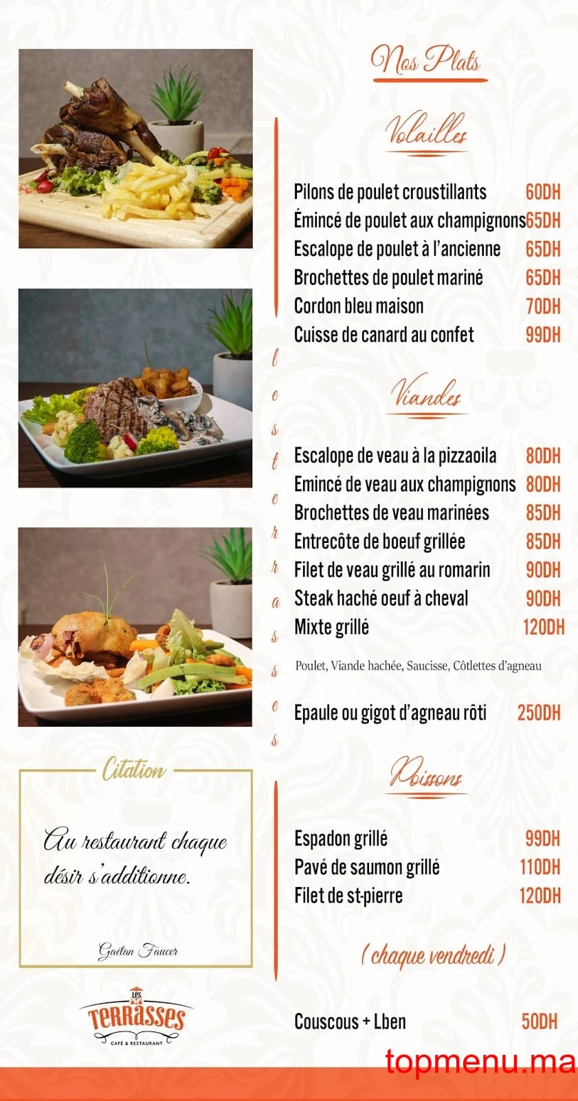 Restaurant Les Terrasses menu page 6 Les Terrasses menu page 6