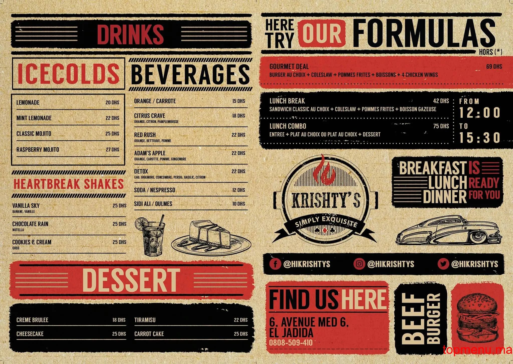 Restaurant Krishty’s menu page 1 Krishty’s menu page 1