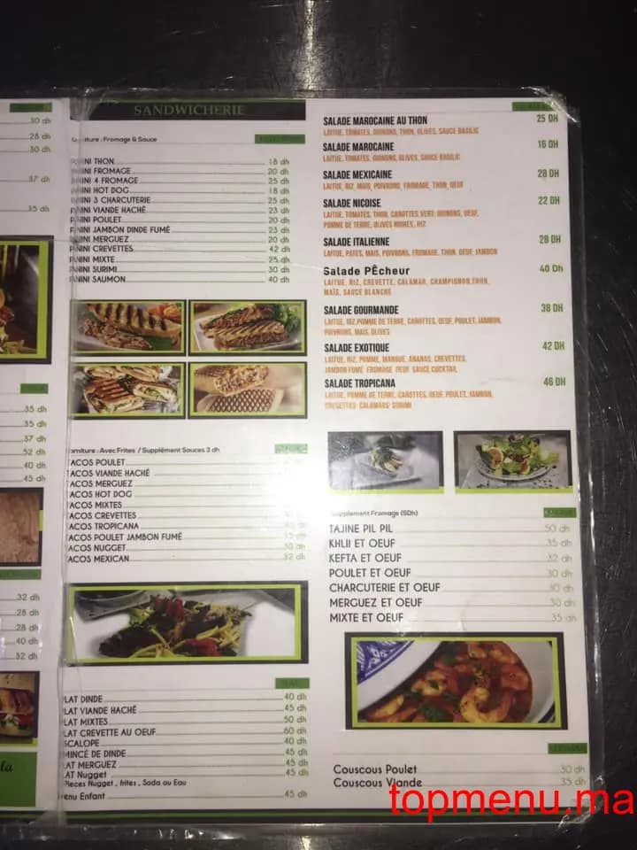 Restaurant Tropicana menu page 2 Tropicana menu page 2