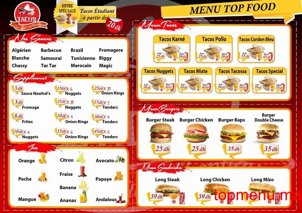 Restaurant Tacos Top Food menu page 1 Tacos Top Food menu page 1