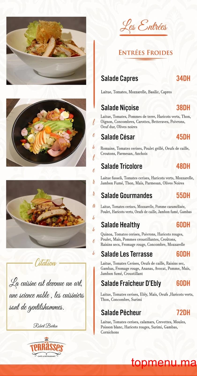 Restaurant Les Terrasses menu page 1 Les Terrasses menu page 1