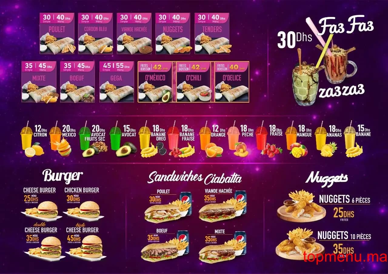 Restaurant Tacos Ô Mexico menu page 1 Tacos Ô Mexico menu page 1