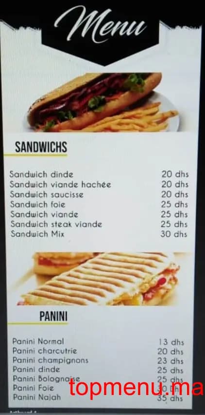 Restaurant Snack & Grillades Najah menu page 2 Snack & Grillades Najah menu page 2