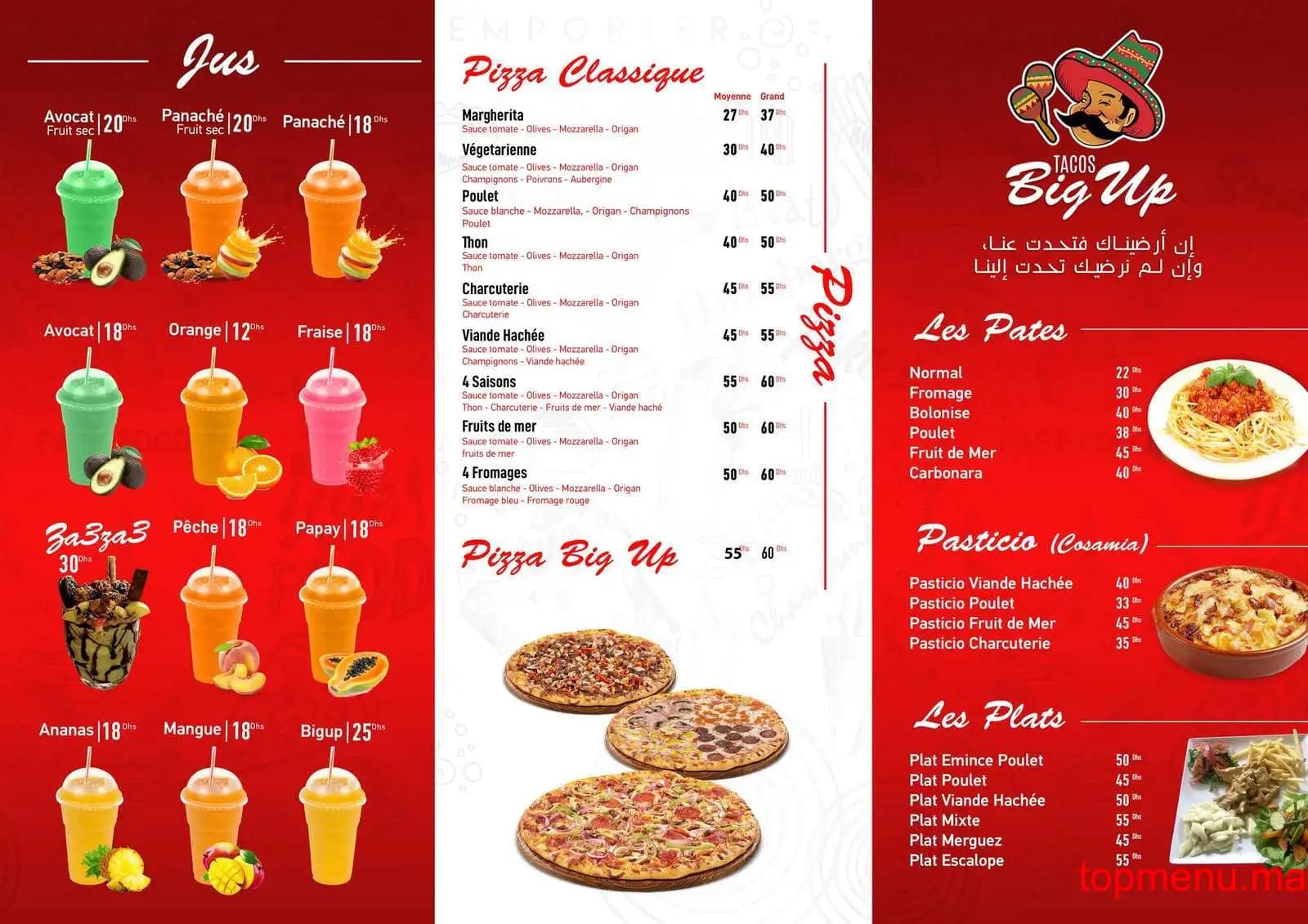 Restaurant Tacos Big Up menu page 2 Tacos Big Up menu page 2