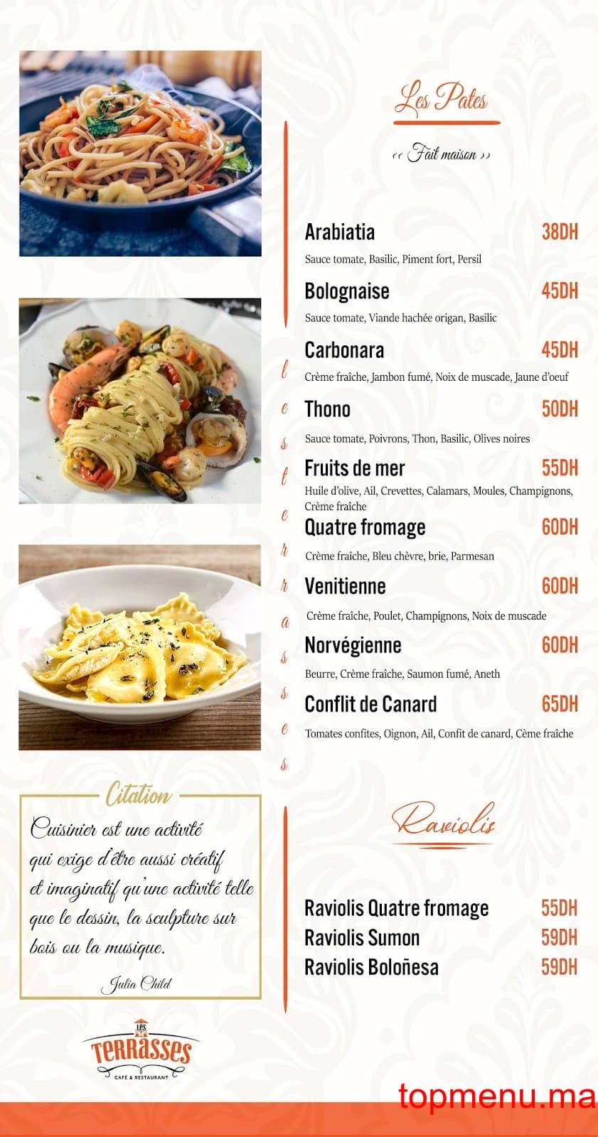 Restaurant Les Terrasses menu page 3 Les Terrasses menu page 3