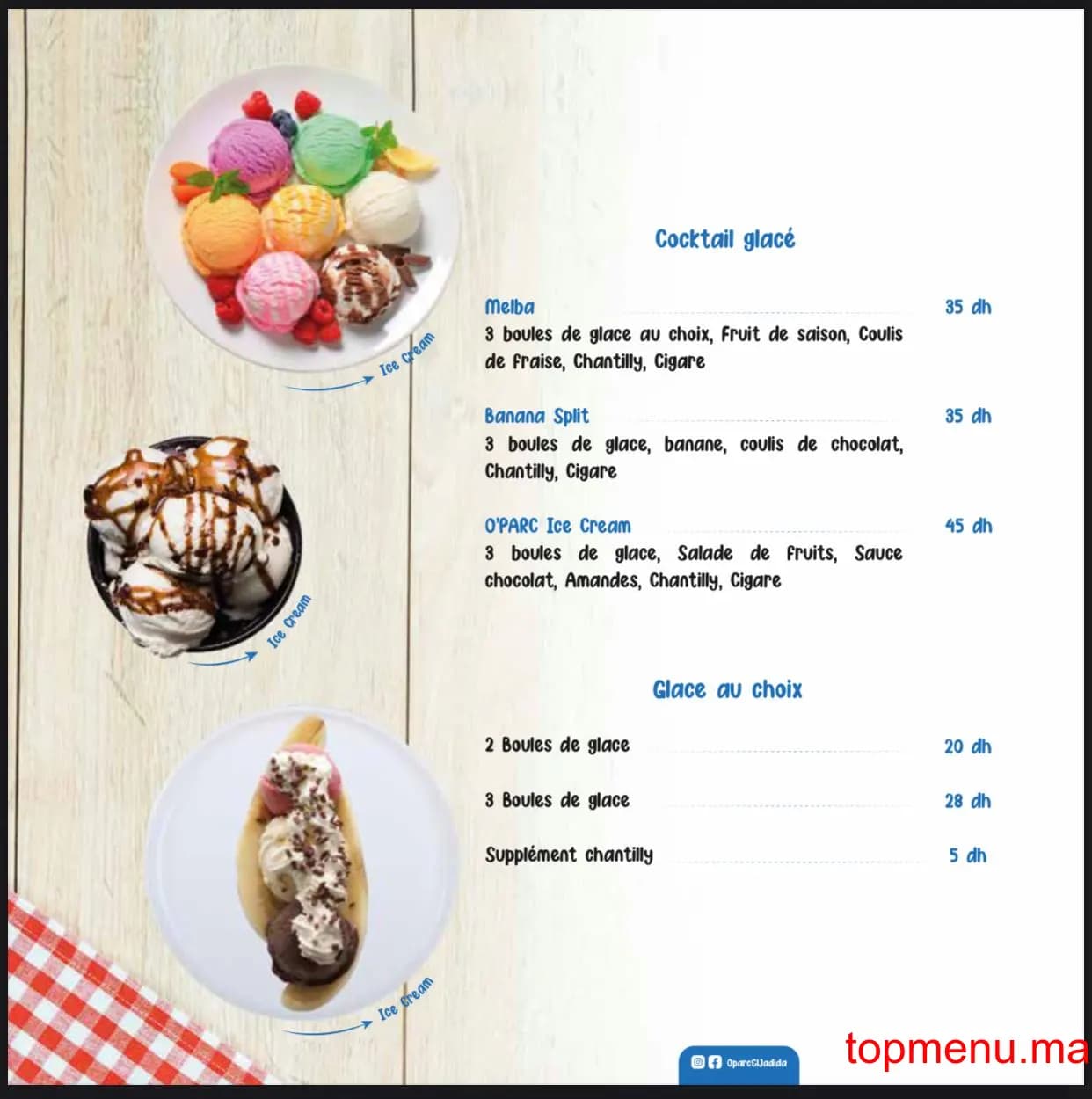 Restaurant Café O’Parc menu page 3 Café O’Parc menu page 3